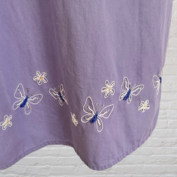Mandal Bay Maxi Dress Med Purple Beaded Butterfly Cotton Sleeveless V-Neck EUC - Picture 5 of 7